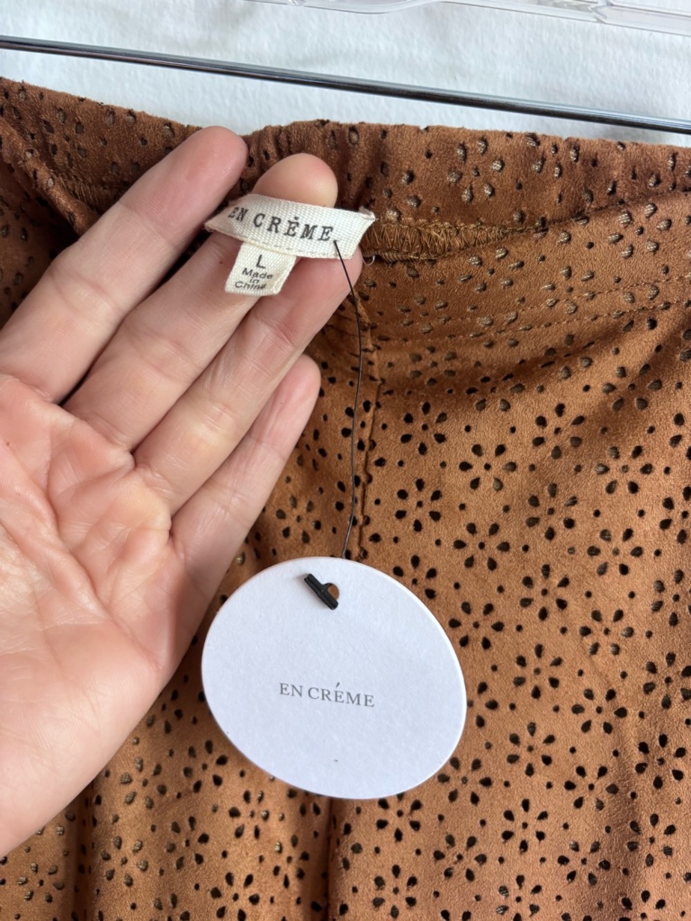 NWT En Crème Brown Eyelet Flared Pants size Large - Picture 3 of 9